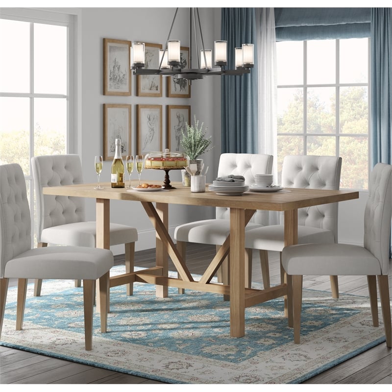 Finch Grant Wood Dining Table in Rustic Beige