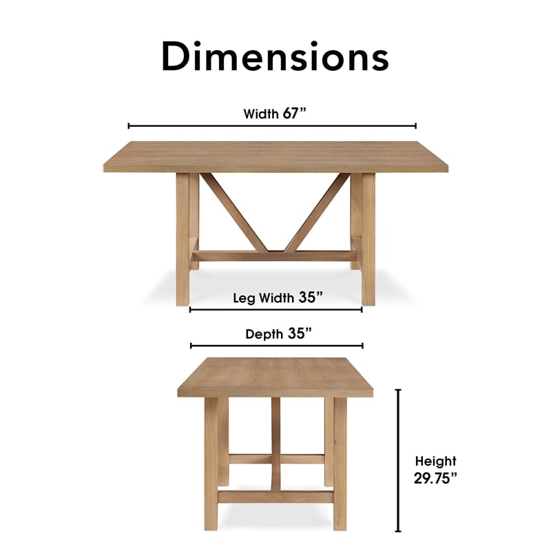 Finch Grant Wood Dining Table in Rustic Beige