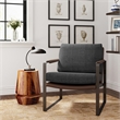 Finch Everett Faux Leather Mid-Century Modern Accent Chair Removable Covers Gray