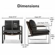 Finch Everett Faux Leather Mid-Century Modern Accent Chair Removable Covers Gray