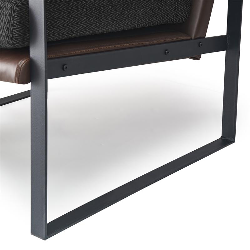 Finch Everett Faux Leather Mid-Century Modern Accent Chair Removable Covers Gray