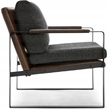 Finch Everett Faux Leather Mid-Century Modern Accent Chair Removable Covers Gray