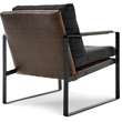 Finch Everett Faux Leather Mid-Century Modern Accent Chair Removable Covers Gray