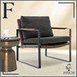 Finch Everett Faux Leather Mid-Century Modern Accent Chair Removable Covers Gray