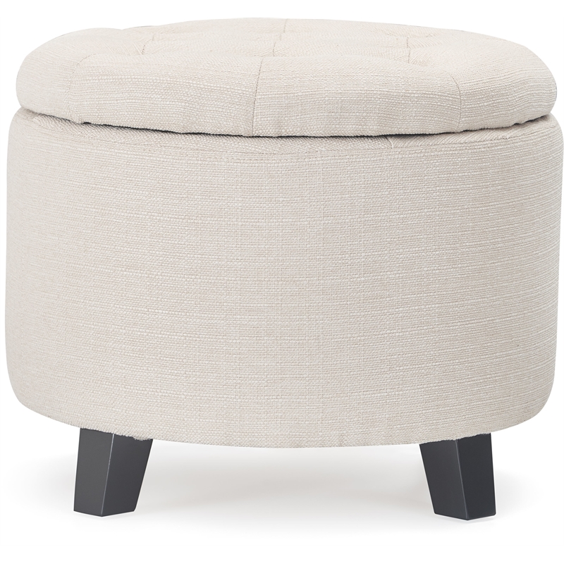 Finch Bennett Round Storage Ottoman Ivory