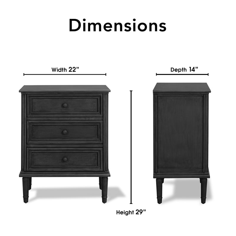Finch Webster 3 Drawer Storage Cabinet Dark Gray