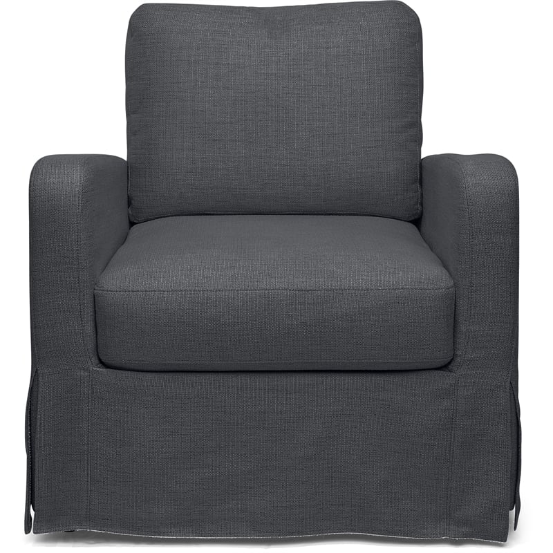 Finch Kingsley Upholstered Fabric Skirted Arm Chair with Curved Arms in Gray