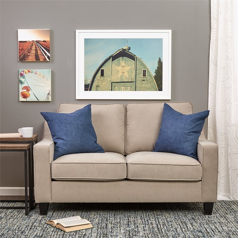 Finch Smithson Performance Fabric Loveseat With Track Arms in Tan