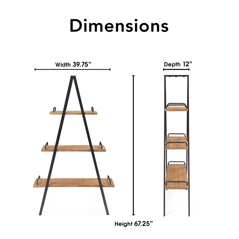 Finch Morris A-Frame Wood & Metal Bookshelf in Natural and Black
