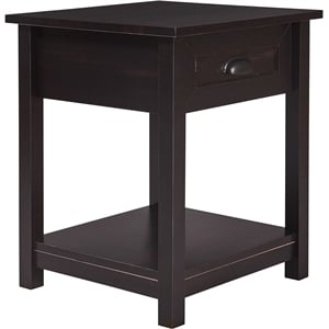 ClickDecor Bailey Nightstand with 1 Drawer and Display Shelf Black