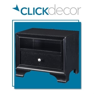 ClickDecor Edmond 1 Drawer Nightstand with USB Black