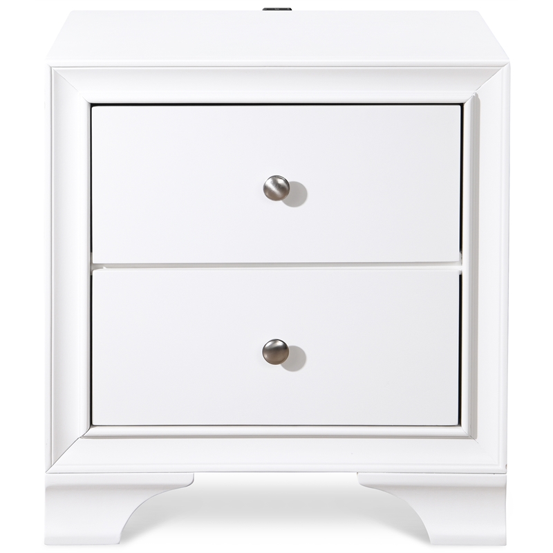 ClickDecor Edmond 2 Drawer Nightstand with USB White