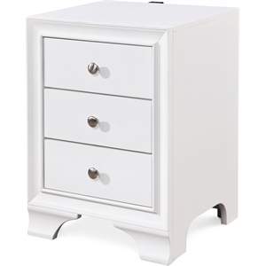 ClickDecor Edmond 3 Drawer Nightstand with USB White