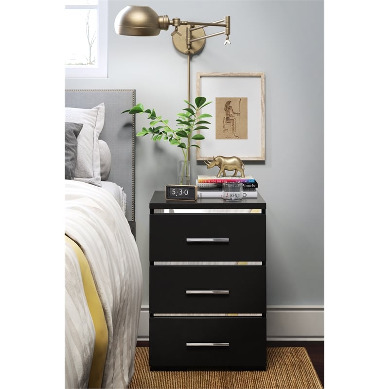 Finch Belmont 3 Drawer Nightstand Black
