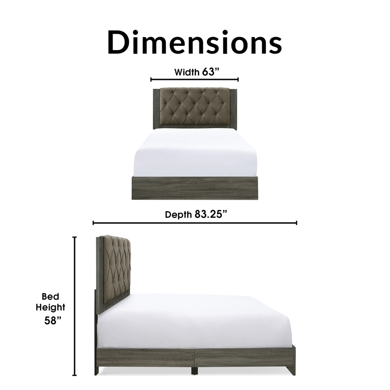 ClickDecor Kenton Platform Bed Queen Size Gray