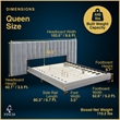 Finch Gramercy Channel Tufted Upholstered Bed Queen Size Grey Velvet