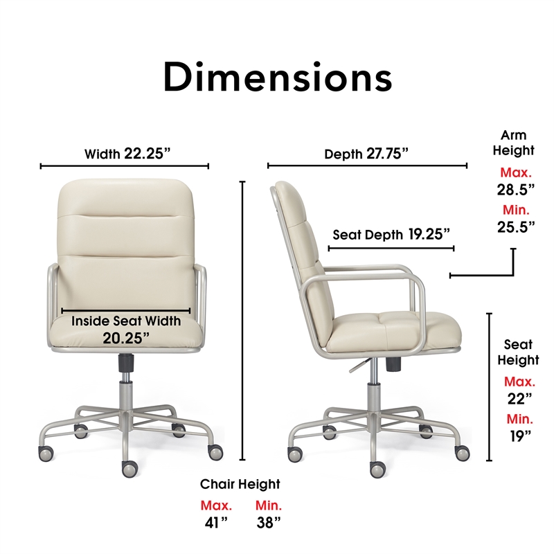 Finch Franklin Modern Leather Desk Chair White