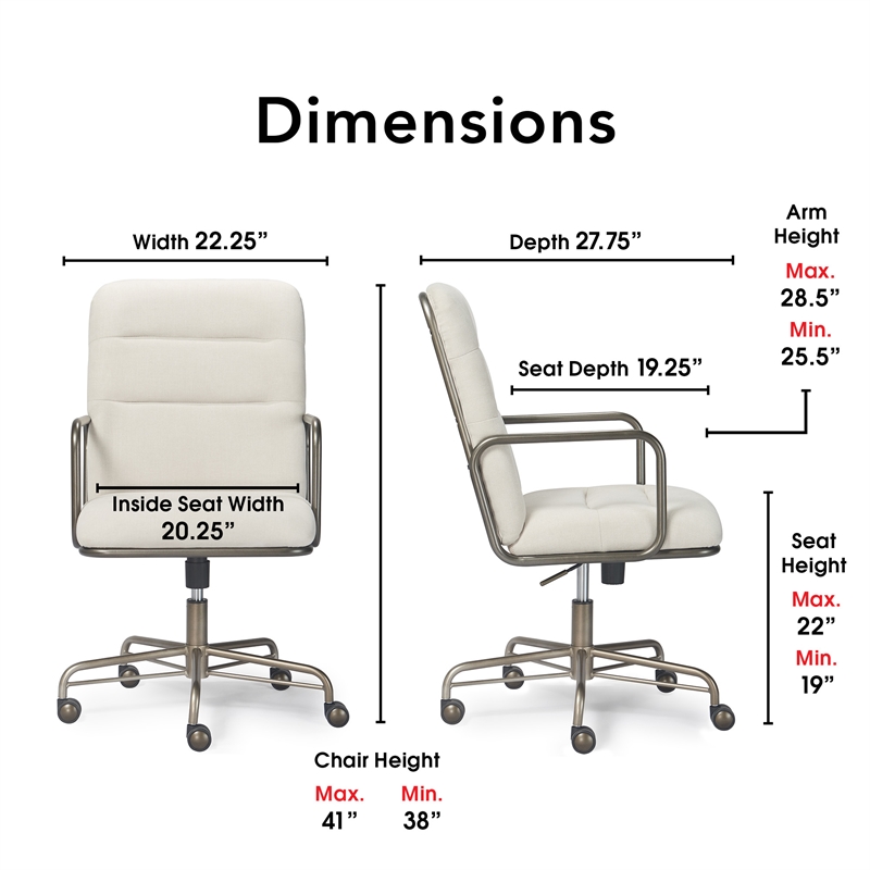 Finch Franklin Modern Fabric Desk Chair Cream