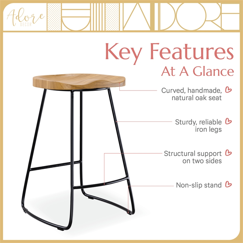 Adore Decor Mason Counter Stool Light Beige