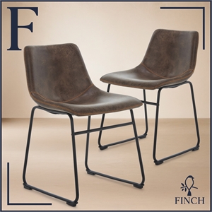 Finch Jackson Natural Distressed Leather Chair in Brown (Set of 2)