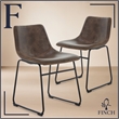 Finch Jackson Natural Distressed Leather Chair in Brown (Set of 2)