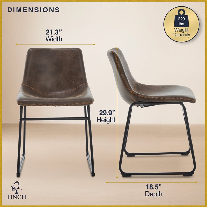 Finch Jackson Natural Distressed Leather Chair in Brown (Set of 2)