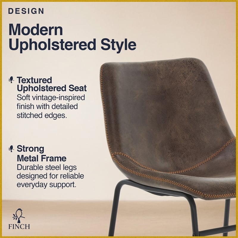 Finch Jackson Natural Distressed Leather Chair in Brown (Set of 2)