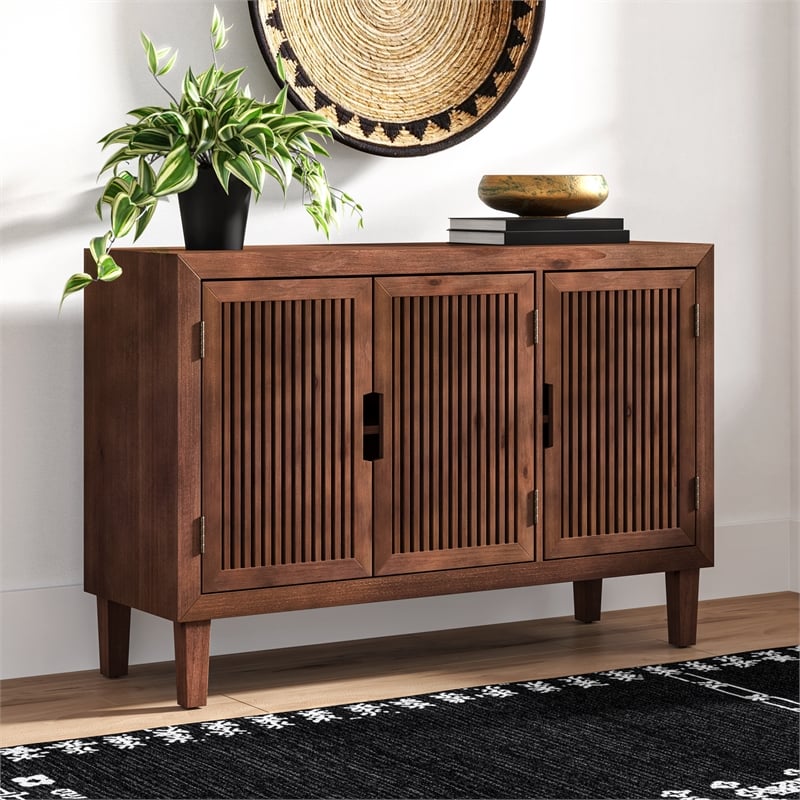 Finch Sawyer Solid Ash Wood Frame 3-Doors Cabinet in Brown