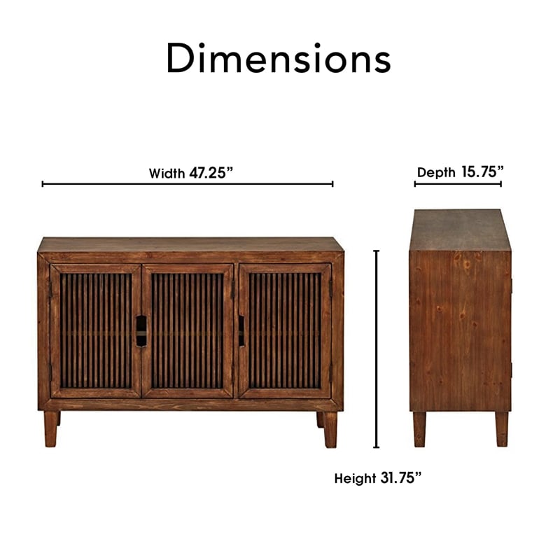 Finch Sawyer Solid Ash Wood Frame 3-Doors Cabinet in Brown