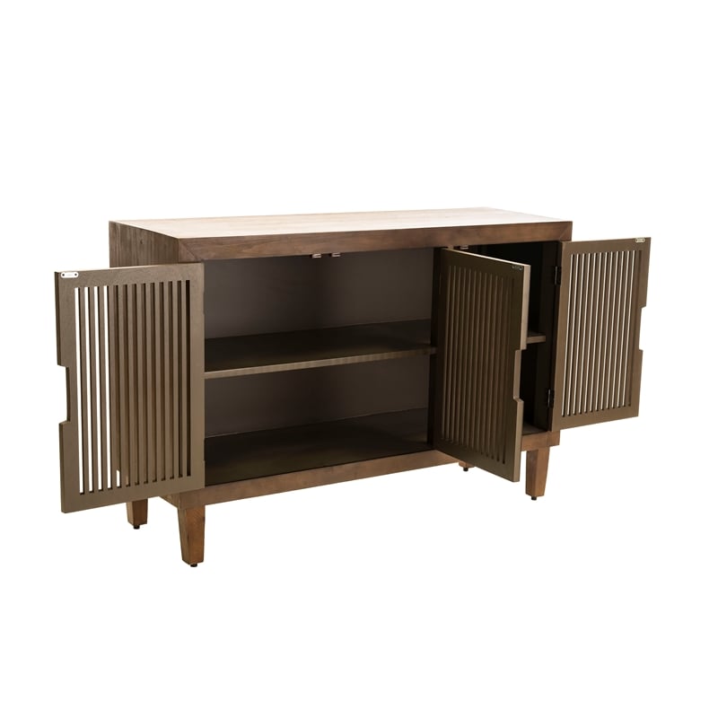 Finch Sawyer Solid Ash Wood Frame 3-Doors Cabinet in Brown