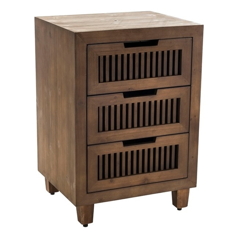 Finch Sawyer 3-Drawers Solid Ash Wood Frame Cabinet in Brown