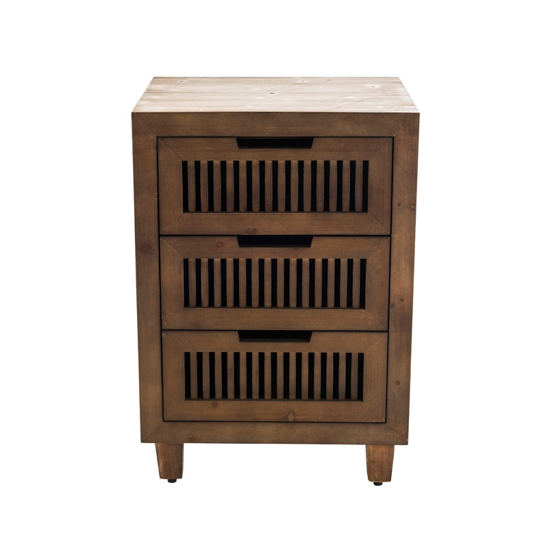 Finch Sawyer 3-Drawers Solid Ash Wood Frame Cabinet in Brown