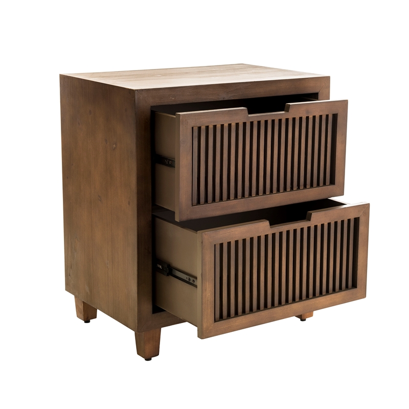 Finch Sawyer 2-Drawers Solid Ash Wood Frame Cabinet in Brown