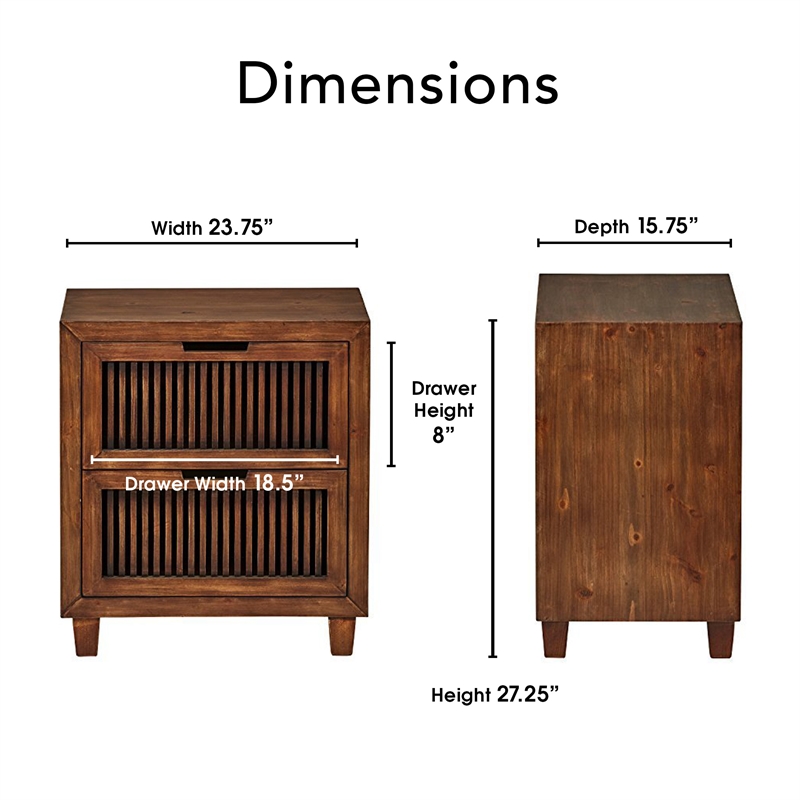 Finch Sawyer 2-Drawers Solid Ash Wood Frame Cabinet in Brown