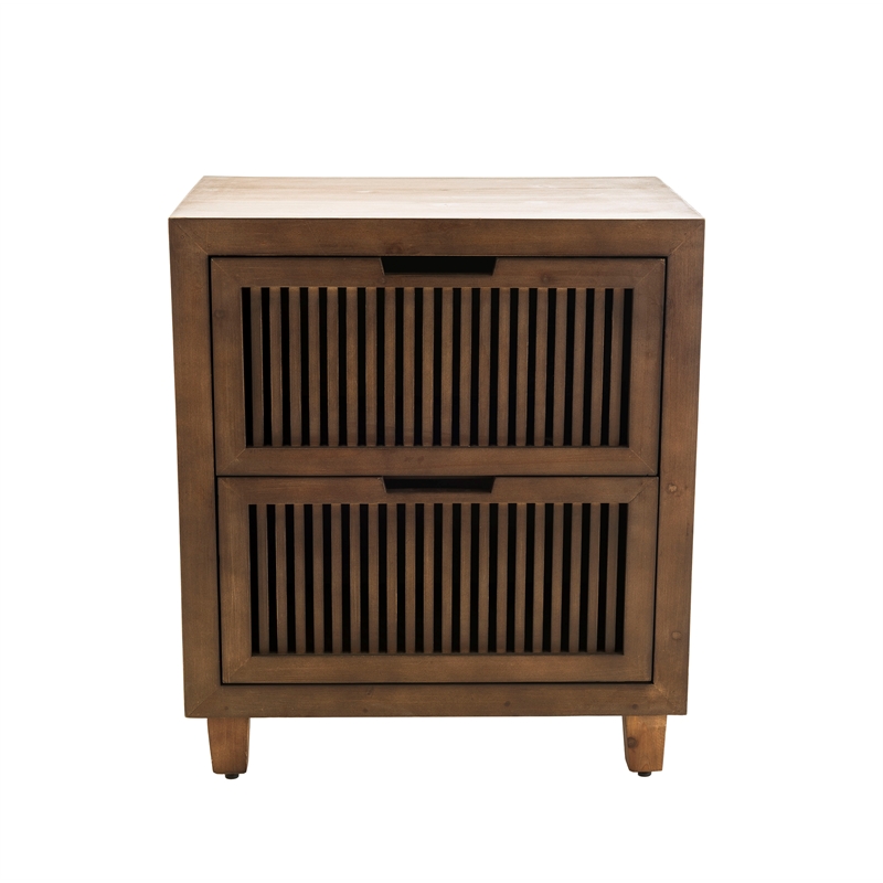 Finch Sawyer 2-Drawers Solid Ash Wood Frame Cabinet in Brown