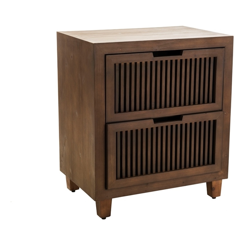 Finch Sawyer 2-Drawers Solid Ash Wood Frame Cabinet in Brown