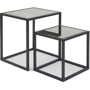 Finch Gramercy Black Mirrored Accent Table Set of 2