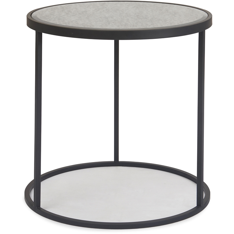 Finch Gramercy Round Mirrored Side Table Black