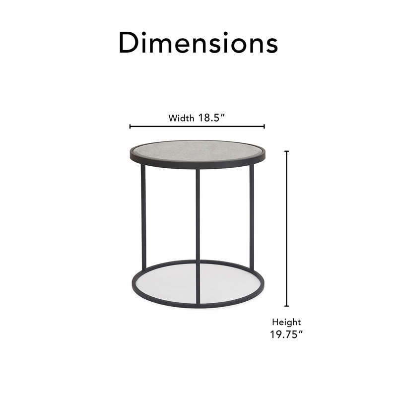 Finch Gramercy Round Mirrored Side Table Black