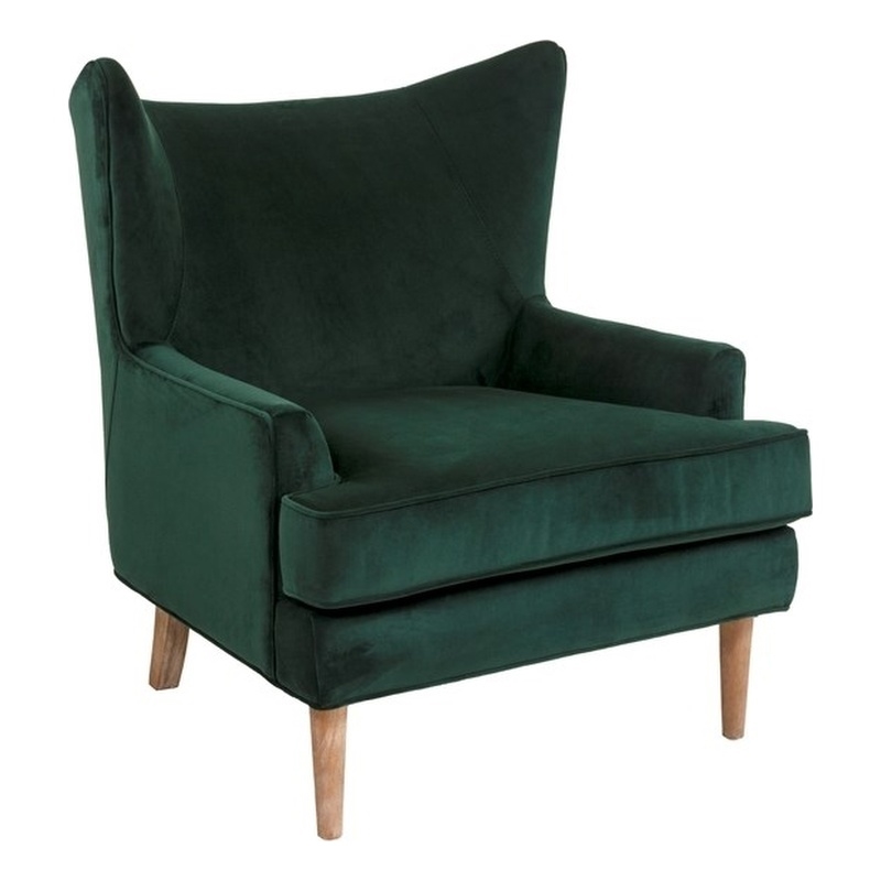 Finch Wyatt Wingback Fabric Upholstered Chair in Emerald Green
