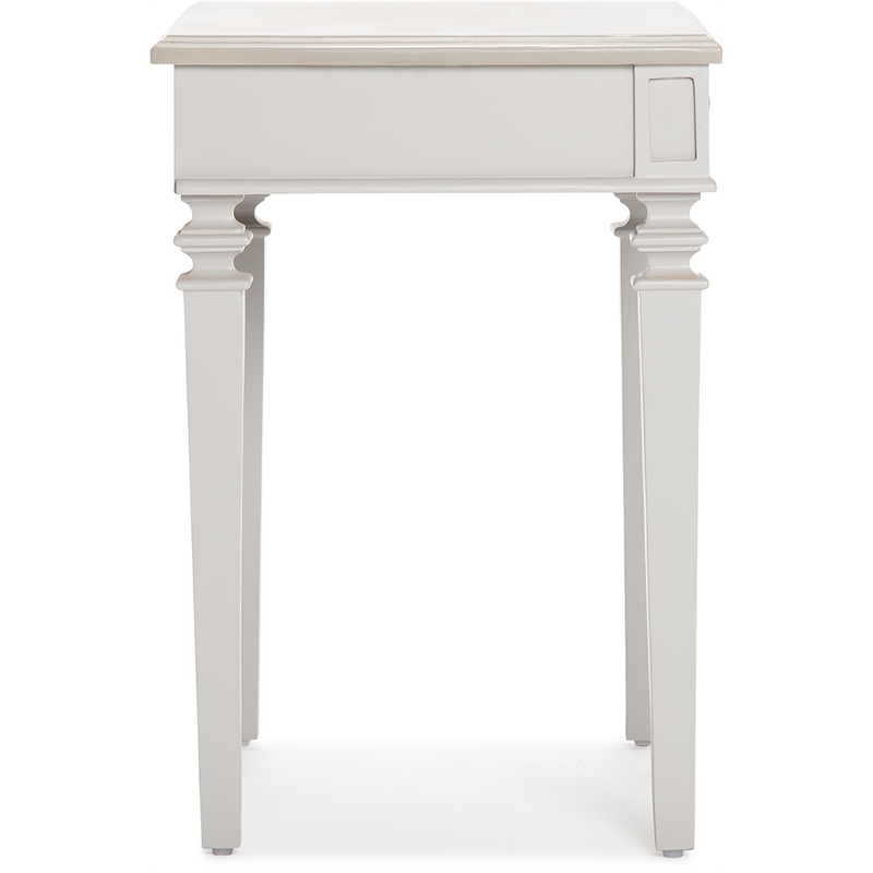 Finch Benson End Table Nightstand with Drawers Light Gray
