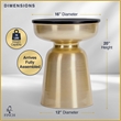 Finch Adler Metal Accent Side Table 16 Hourglass Shape Polished Black Matte Gold