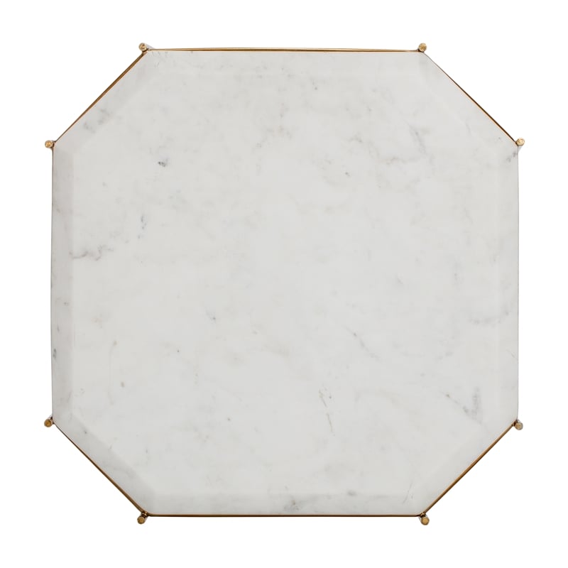 Finch Colton Solid Marble Top Accent Table with Gold Metal Base White Gold