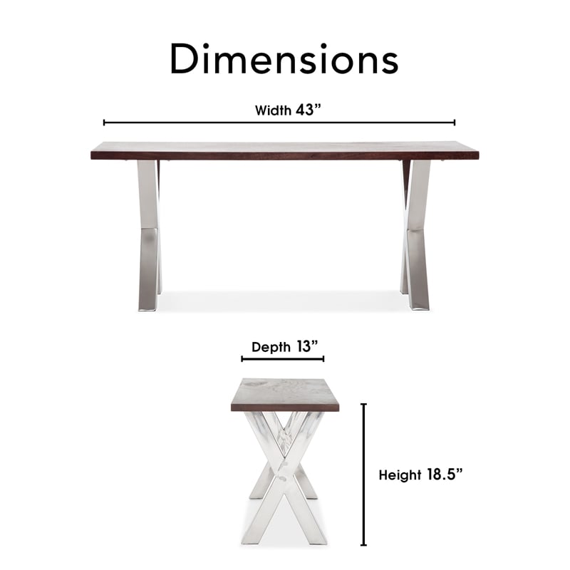 Finch Hamilton Wood and Metal Bench Dark Walnut Brown