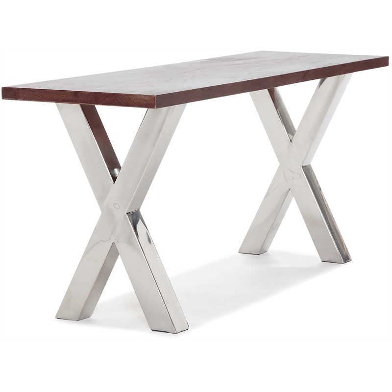 Finch Hamilton Wood and Metal Bench Dark Walnut Brown