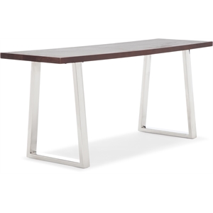 Finch Lionel Wood and Stainless Steel Metal Bench Dark Walnut Brown