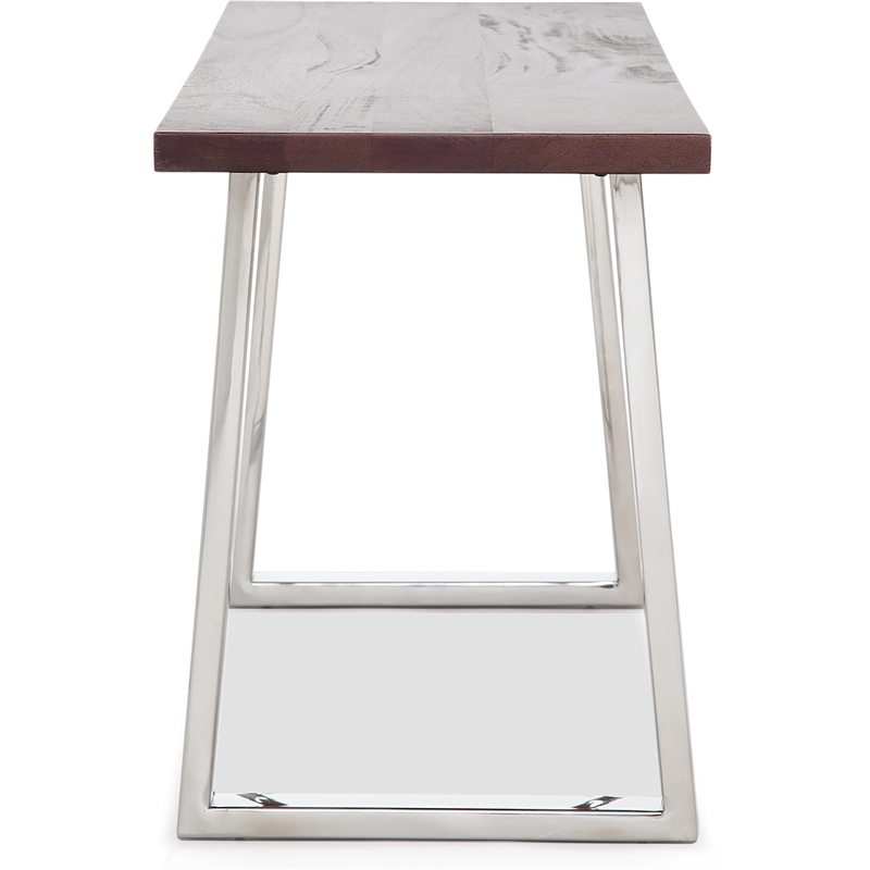 Finch Lionel Wood and Stainless Steel Metal Bench Dark Walnut Brown