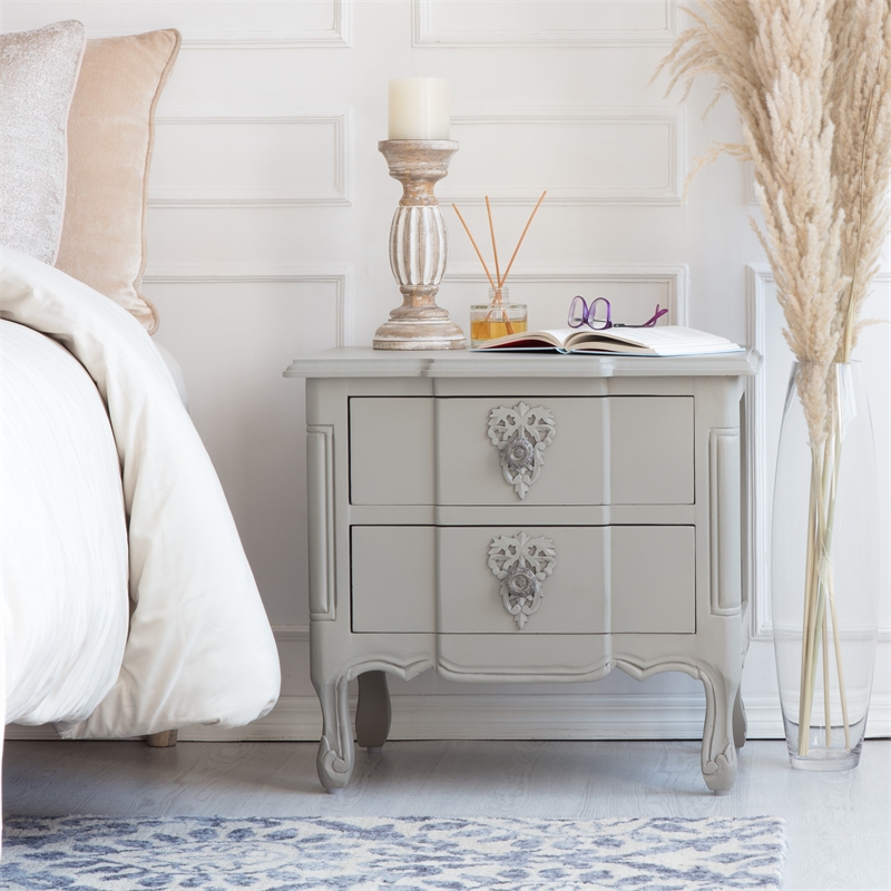 Finch Maslow Side Table with Two Drawers Gray