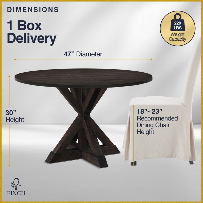 Finch Alfred Round Dining Table Rustic Dark Brown
