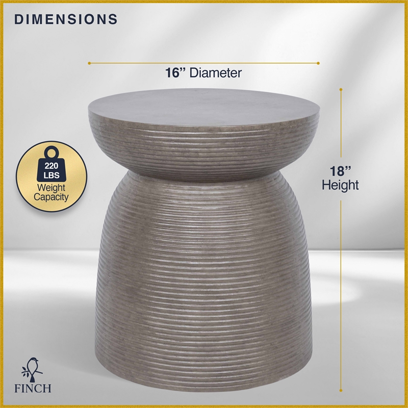 Finch Clayton Cement Pedestal Side Table with Modern Hourglass Design Gray
